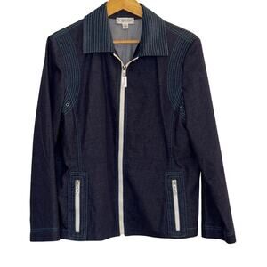 St. John Sport Denim Luxury Jacket Nautical Blue Size L